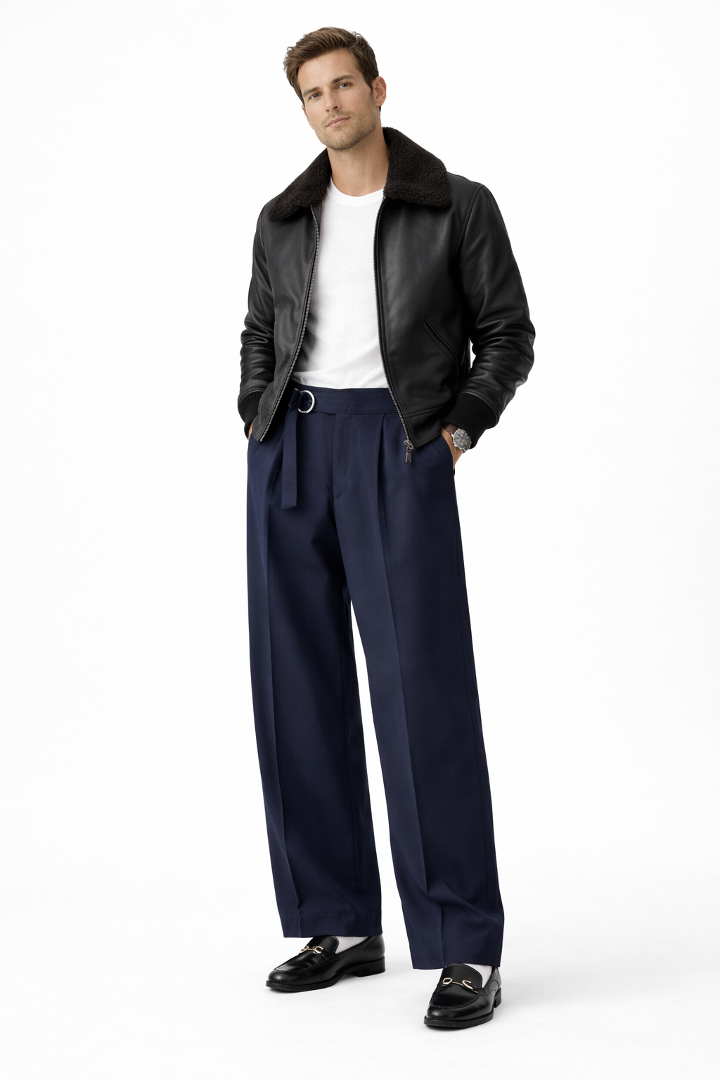 Dark Black Pleated Trousers