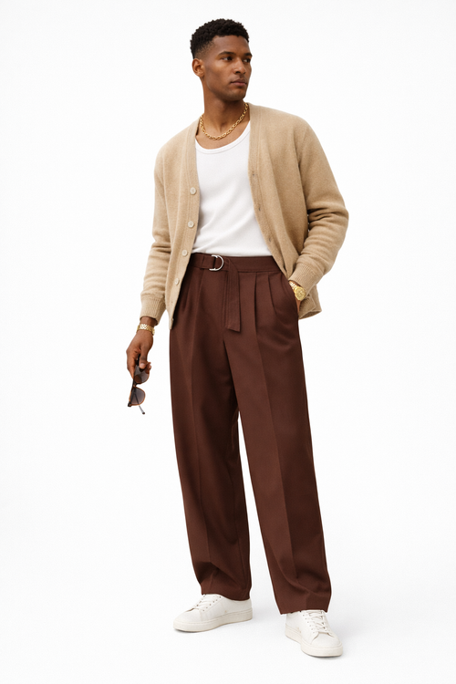 Dark Black Pleated Trousers