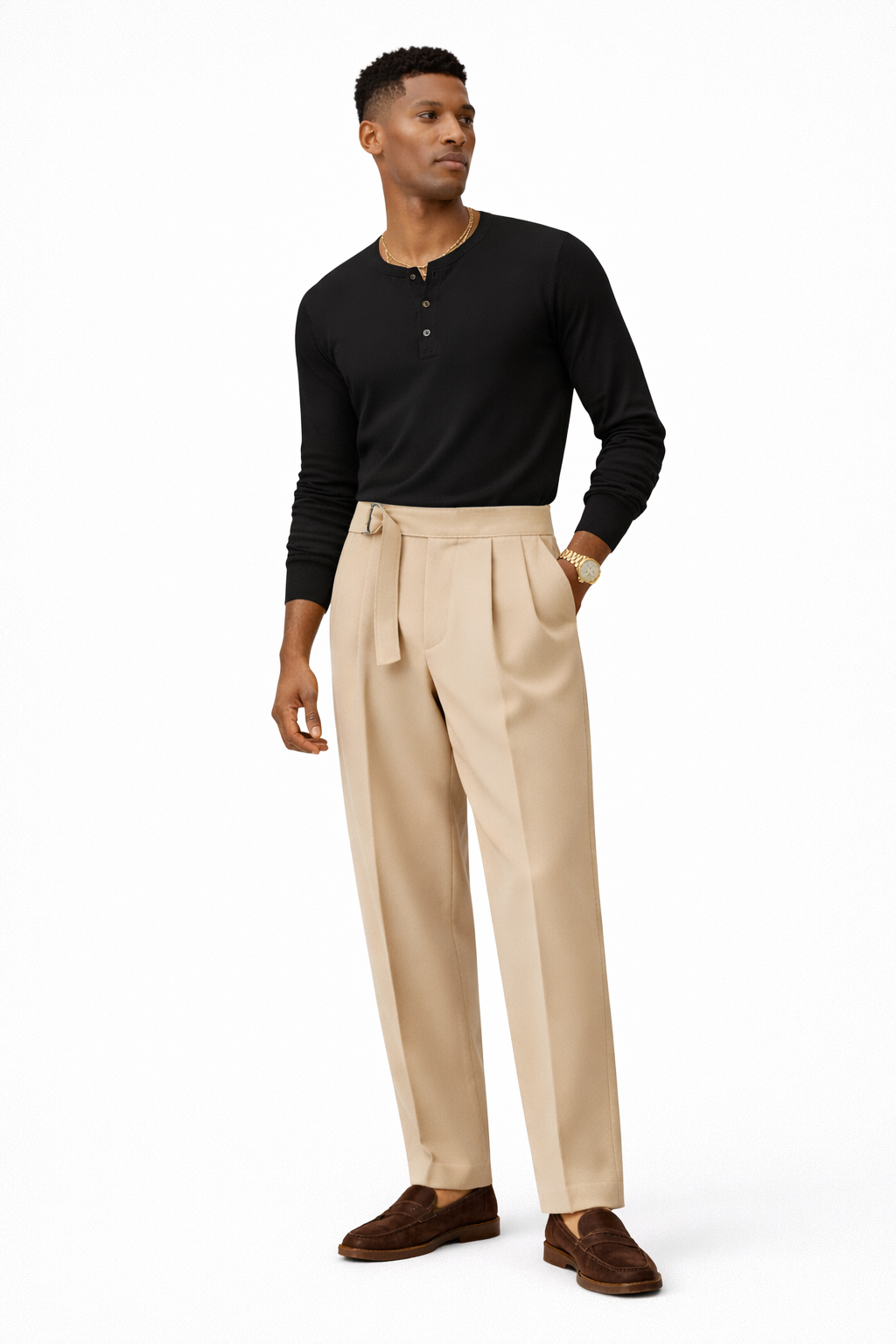Desert Beige Pleated Trousers