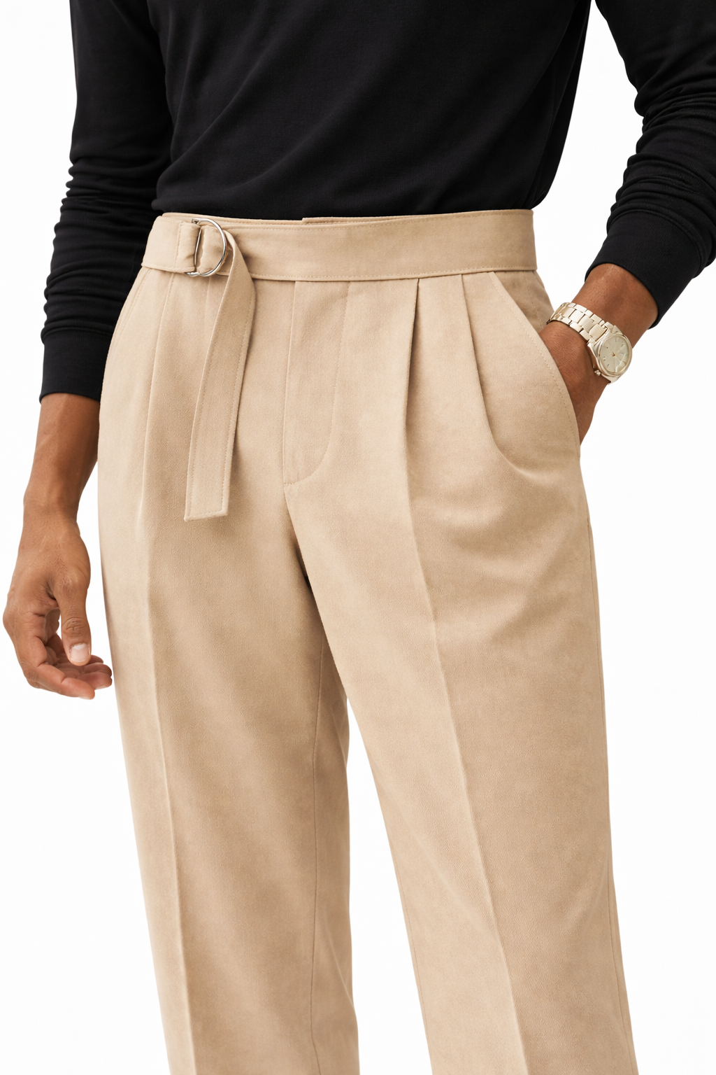 Desert Beige Pleated Trousers